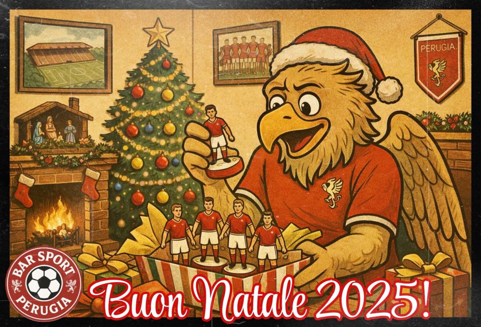 Cartolina di Auguri Natale 2025 del Bar Sport Perugia